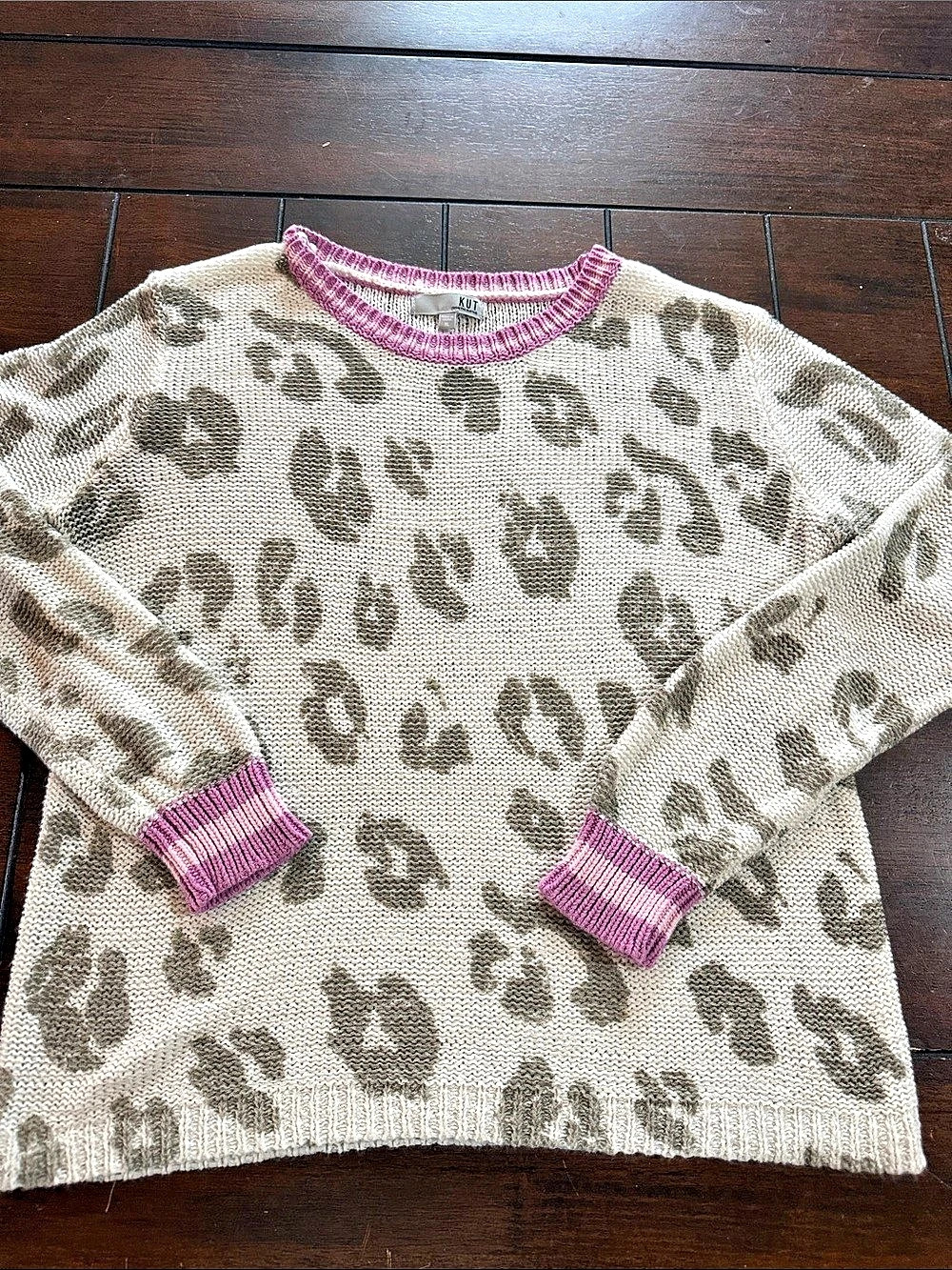 KUT from the Kloth Animal Print Knit Sweater XL Like New